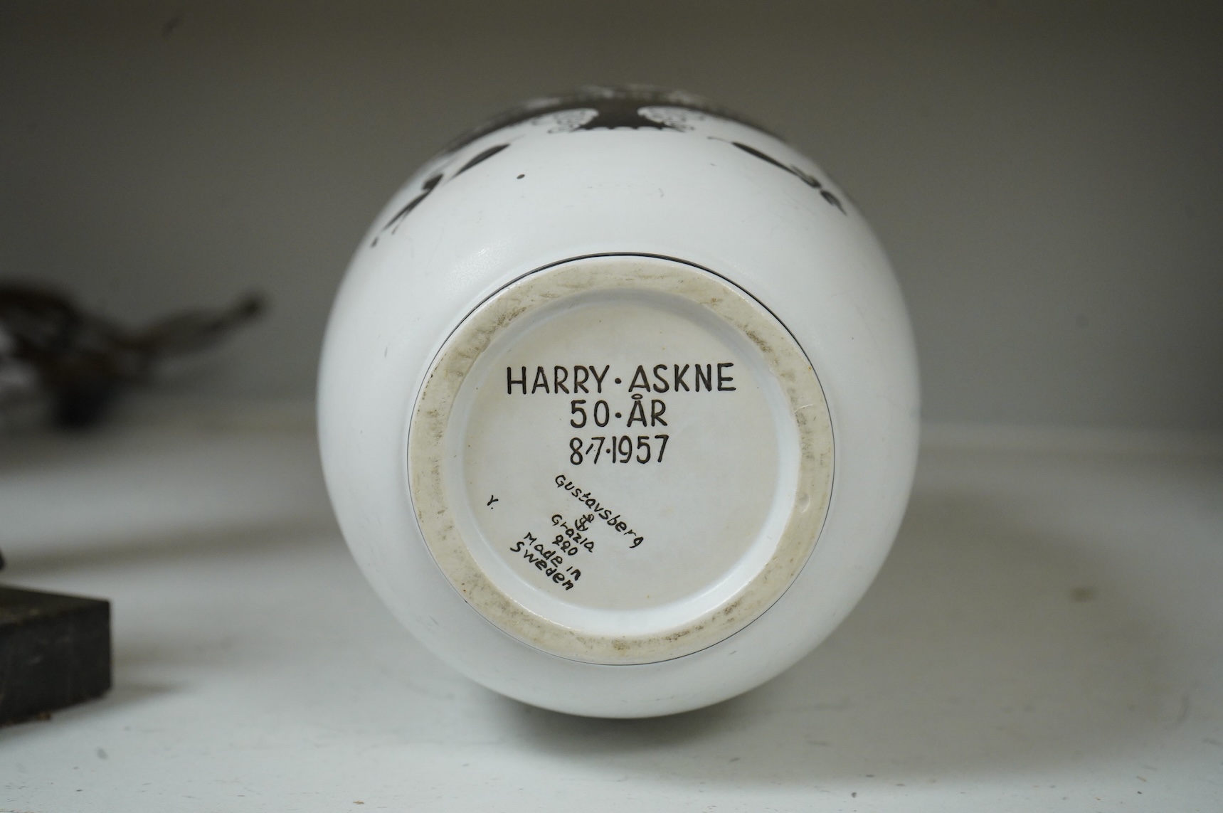 A Gustavsberg factory Sweden “Grazia” stoneware vase, designed by Stig Lindeberg between 1946-69, 27cm high